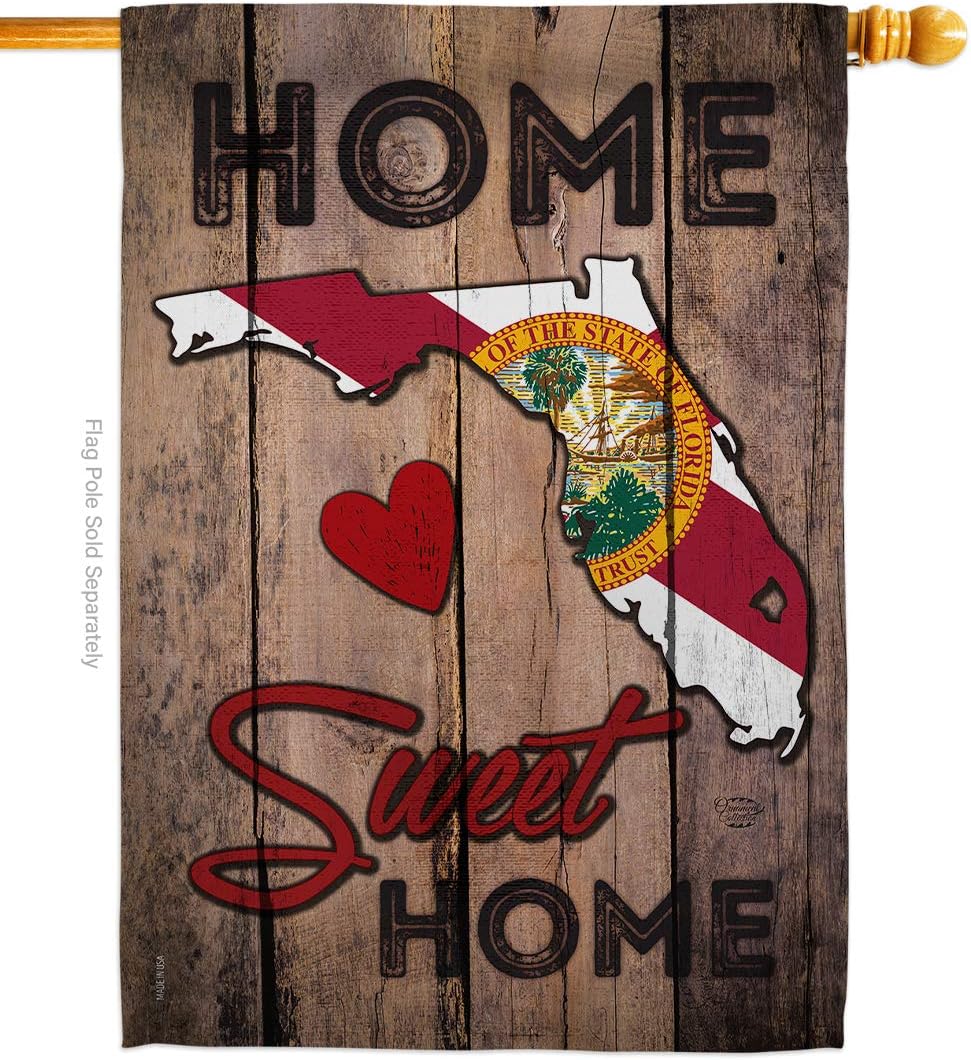 State Florida Home Sweet House Flag Americana States USA American Territories Republic Country Particular Area Small Decorative Gift Yard Banner Double-Sided Made In 28 X 40