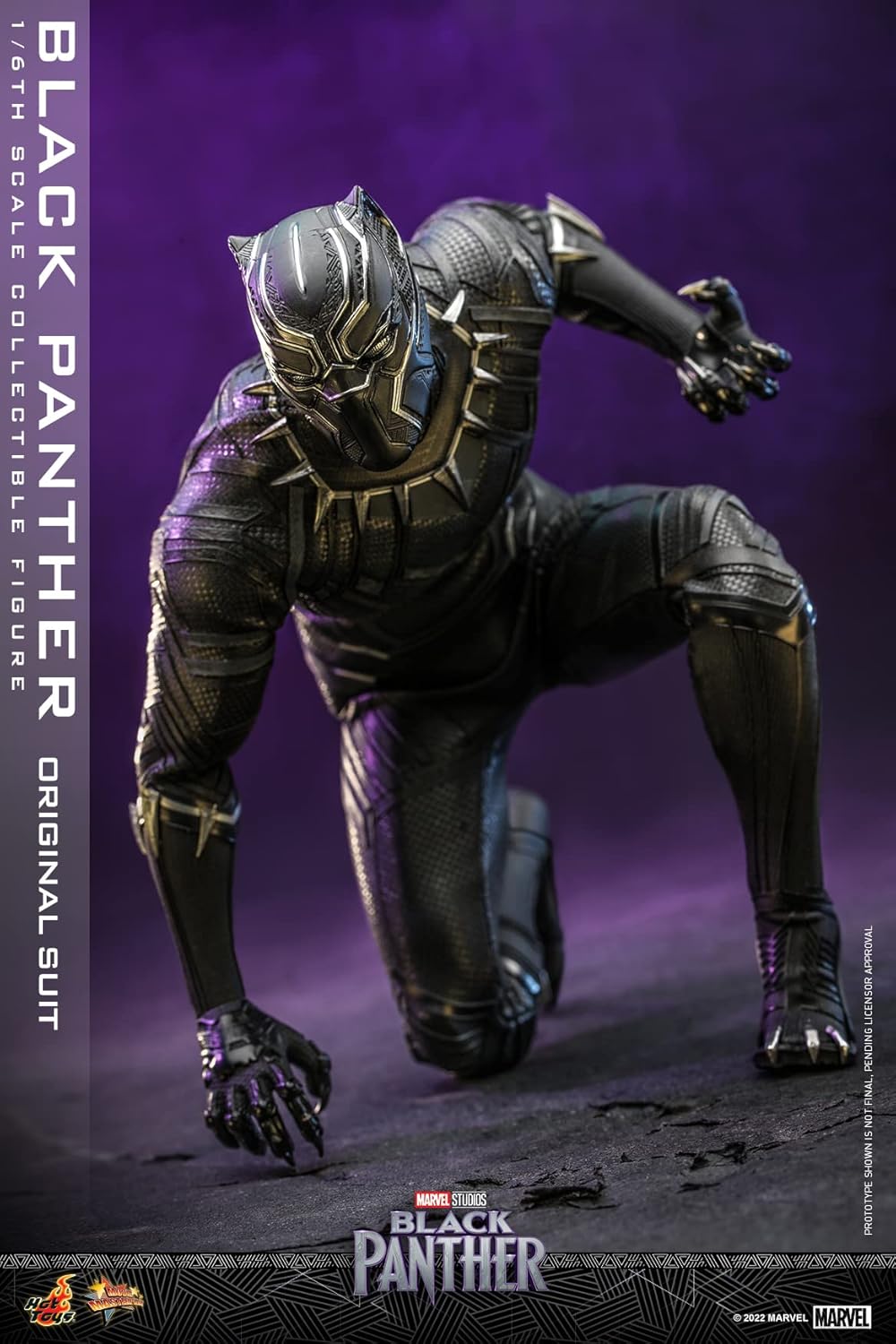 Hot Toys Movie Masterpiece MMS671 Black Panther (Original Suit) 1/6 Scale Figure, Black, Approximately 12.6 inches (32 cm) Tall
