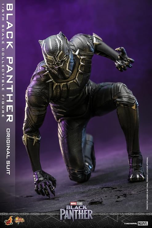 Hot Toys Movie Masterpiece MMS671 Black Panther (Original Suit) 1/6 Scale Figure, Black, Approximately 12.6 inches (32 cm) Tall