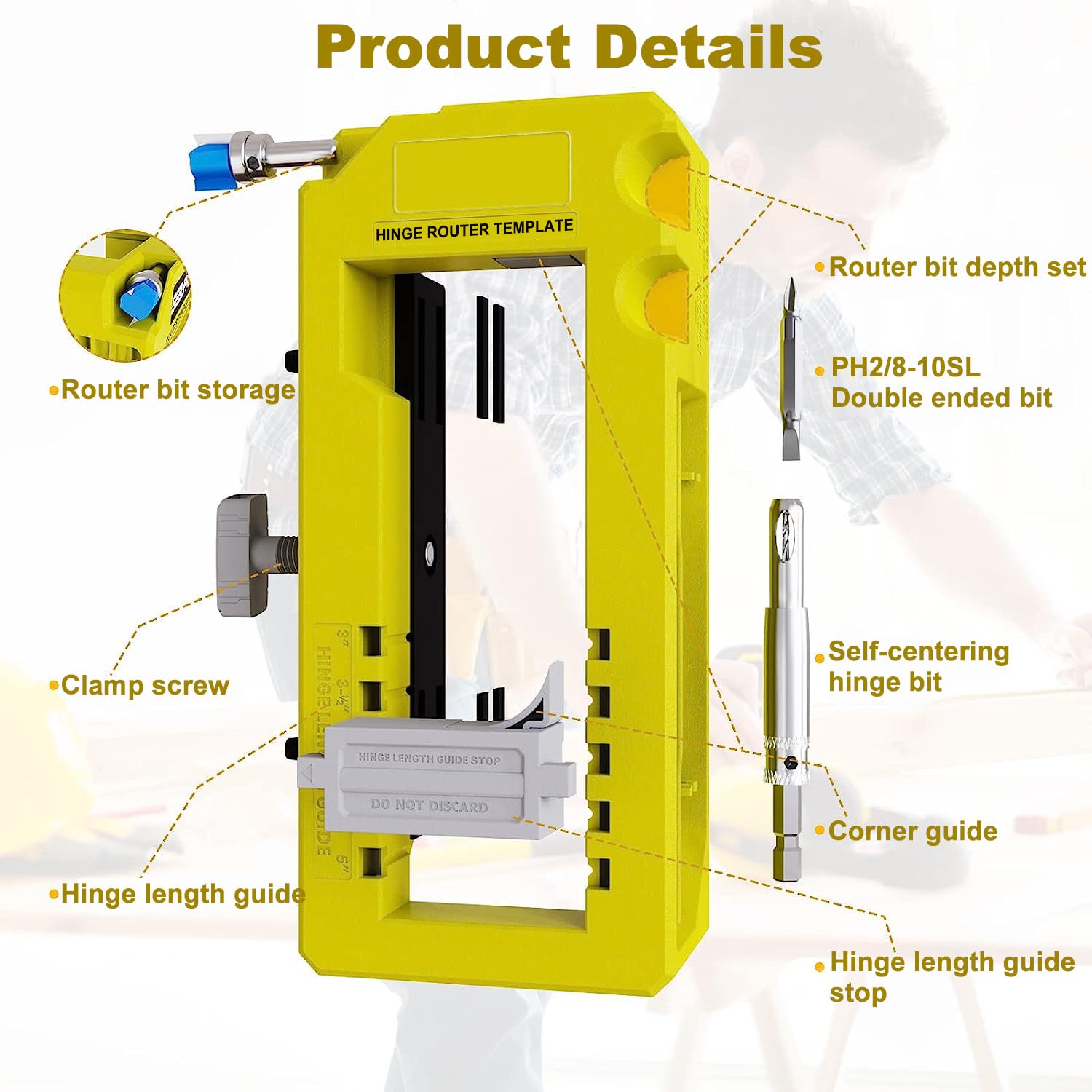 Infreecs Door Hinge Mortiser Jig for Router Door Hinge Installation Kit - Image 2