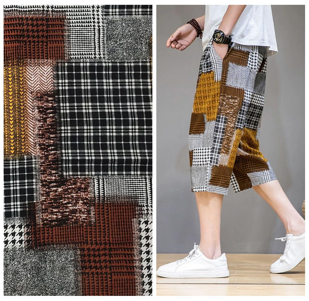 Tkanina bawełniana w kratkę, materiał do szycia, towar sprzedawany na metry, bawełna, materiał do szycia, kolorowa tkanina dekoracyjna w stylu retro, dekoracja odzieży, do majsterkowania