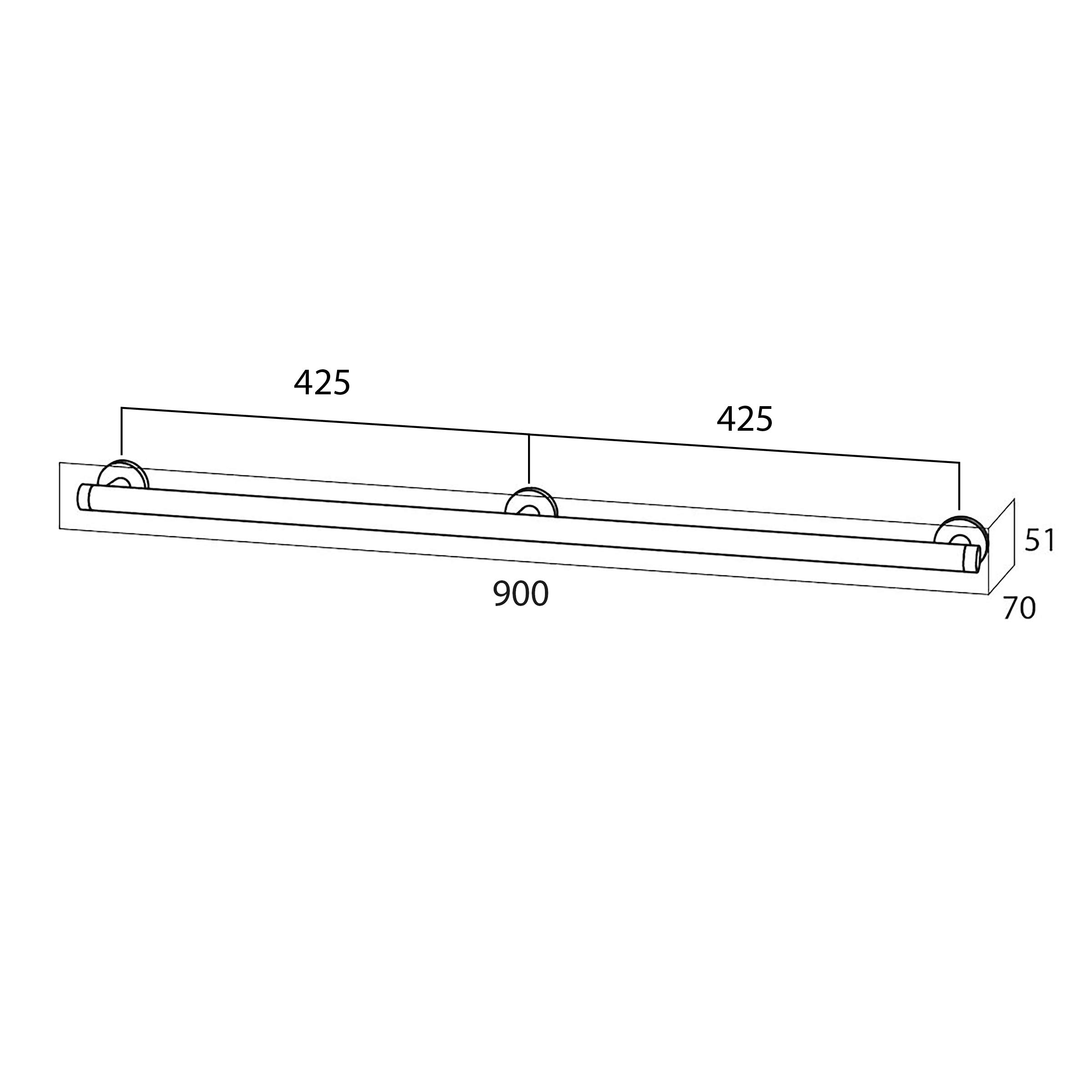 Tiger Boston Comfort & Safety Maniglione di sicurezza 90 cm, Acciaio inox lucido, 90 x 5.1 x 7 cm
