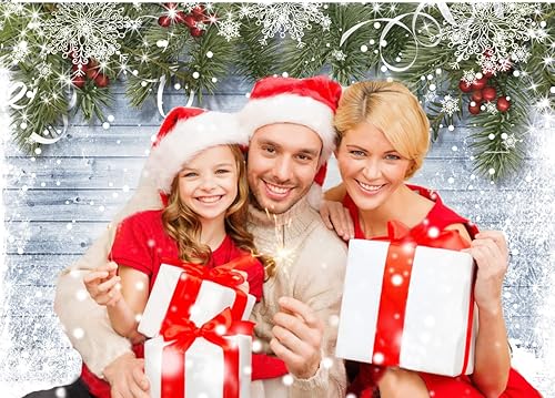 Miniatura 3 de CYLYH Telón de fondo de Navidad de 7 x 5 pies, fondo de madera rústico vintage para fiesta de Año Nuevo