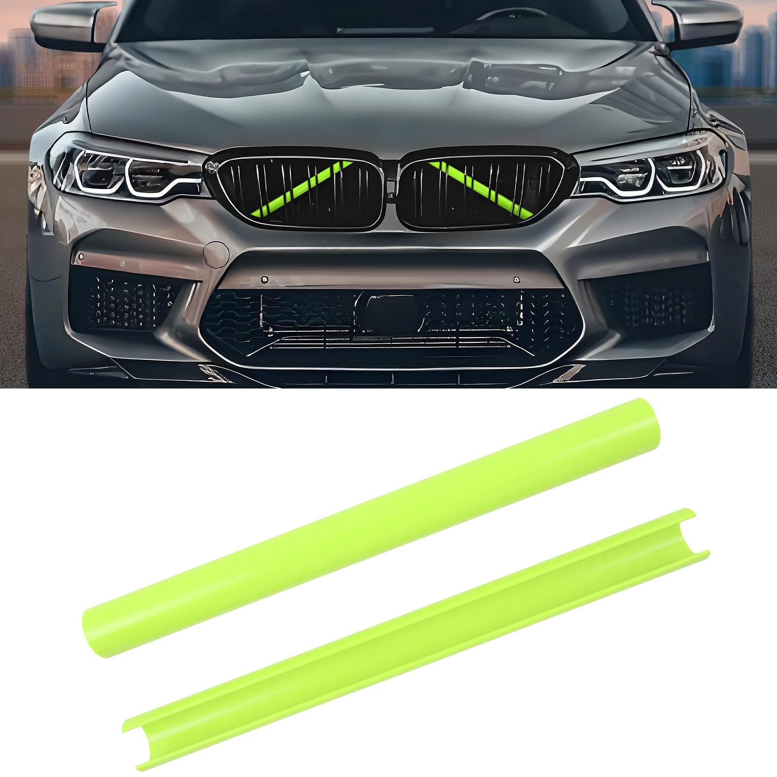 Aojezoor Compatible with BMW Grill Inserts Trims F90 F30 G30 F20 F22 F32 G32 G11 G12 M5 For 1 2 3 4 5 6 7 Series Compatible with BMW V Brace Wrap Covers Green Grill Stripes Wrap Accessories