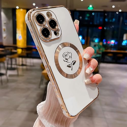 Miniatura 3 de SPOBIT Funda magnética para iPhone 14 Pro Max, compatible con Magsafe, funda floral de rosa de hadas para mujeres y niñas, funda delgada suave y