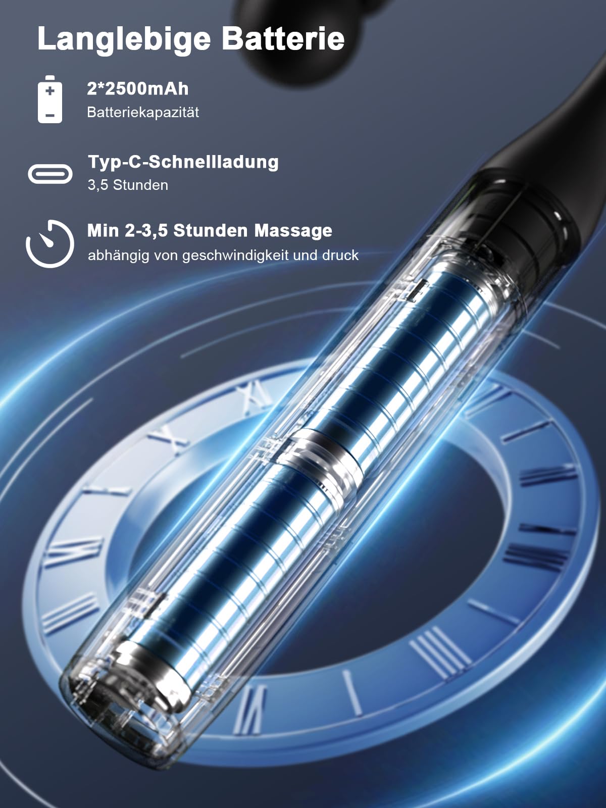 Mebak M3 Massagepistole Massagegerät Muskel Massage Gun 2 in 1 Transformierbare Massagepistole 5-Speed Elektrisches Ultra Quiet Handgerät Massage Pistole für Rücken, Schulter und Körper Entspannung