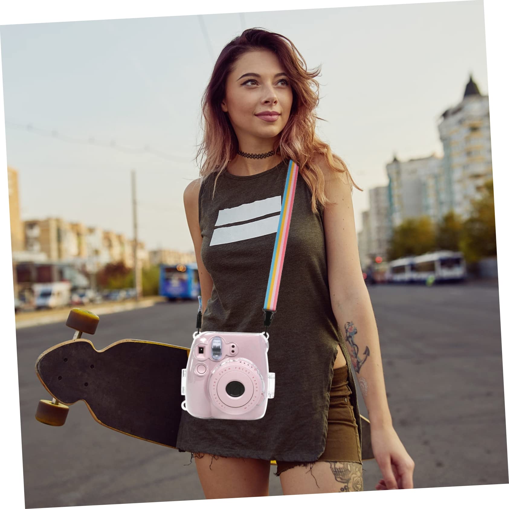 Mikikit 3pezzi Custodia Trasparente Per Fotocamera Istantanea Mini Con Tracolla Protettiva e Resistente Accessorio Per La Conservazione e Trasporto Della Macchina Fotografica Istantanea