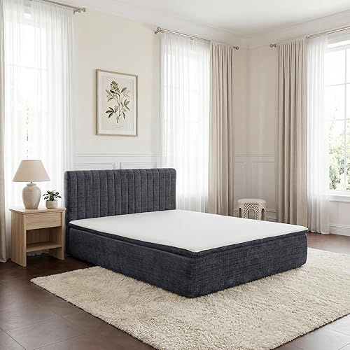 Queen Boneless Bed Frame with Mattress and Detachable Headboard All-in-One Compression Bed Set No Installation Required Automatic Rebound Ideal for Bedrooms Apartments and Rental Properties