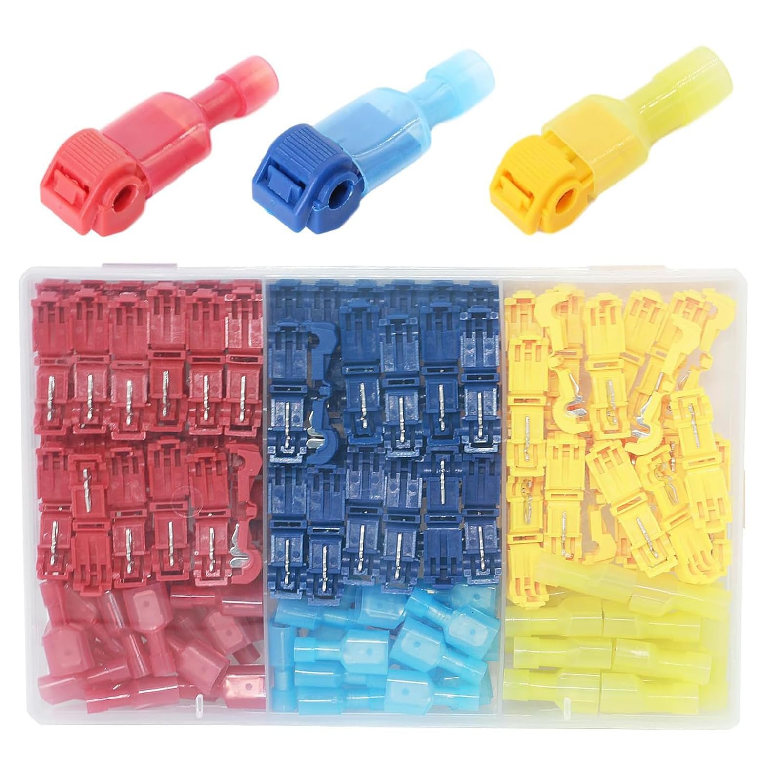 200pcs Quick Splices Wire Connectors Assortment Multifunction Wire Tap Connector Solderless T Tap Electrical Cable Joint Set