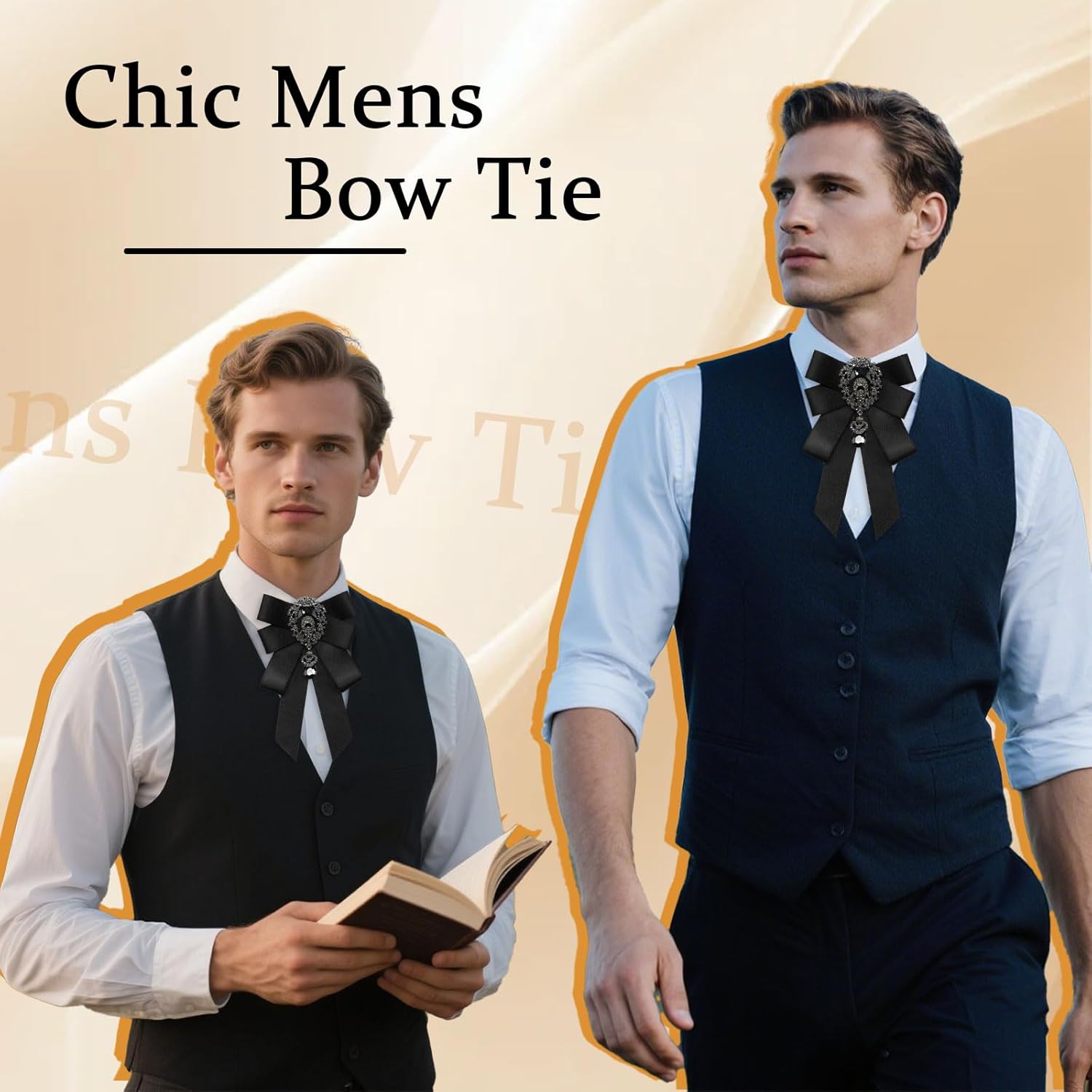 Rhinestone Bow Ties for Men, Sparkle Mens Bowtie Adjustable Men's Bowties for Wedding Prom Party Date - Image 2