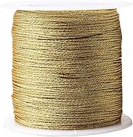 Vista 2 de Pengxiaomei Cuerda metálica dorada de 218 yardas/656 pies, cuerda de hilo dorado de 2 bobinas para hacer pulseras, hilo de fabricación de joyas