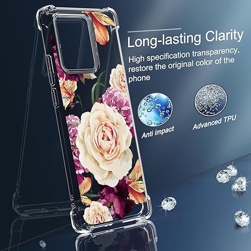 Miniatura 3 de Osophter Funda para Motorola Edge 2023 funda de goma TPU flexible de absorción de golpes para Moto Edge 2023 (flor morado)