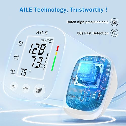 Miniatura 11 de AILE - Monitor de presión arterial, máquina de presión arterial superior del brazo (8.7-16.5 pulgadas ajustable), brazalete automático de presión