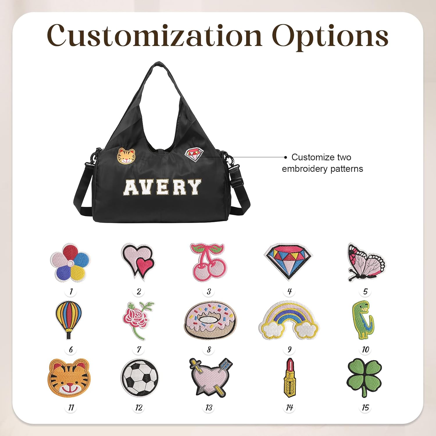 Personalized Duffle Dance Bag for Girls Custom Name Ballet Bags for Women Travel Weekend Gym Bag with Shoe Compartment 18"x9.5"x6.3" (Black 4#, Style 5)