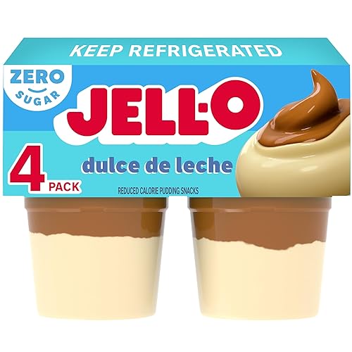 Jell-O Dulce de Leche - Tazas de pudín listas para comer sin azúcar 4 tazas
