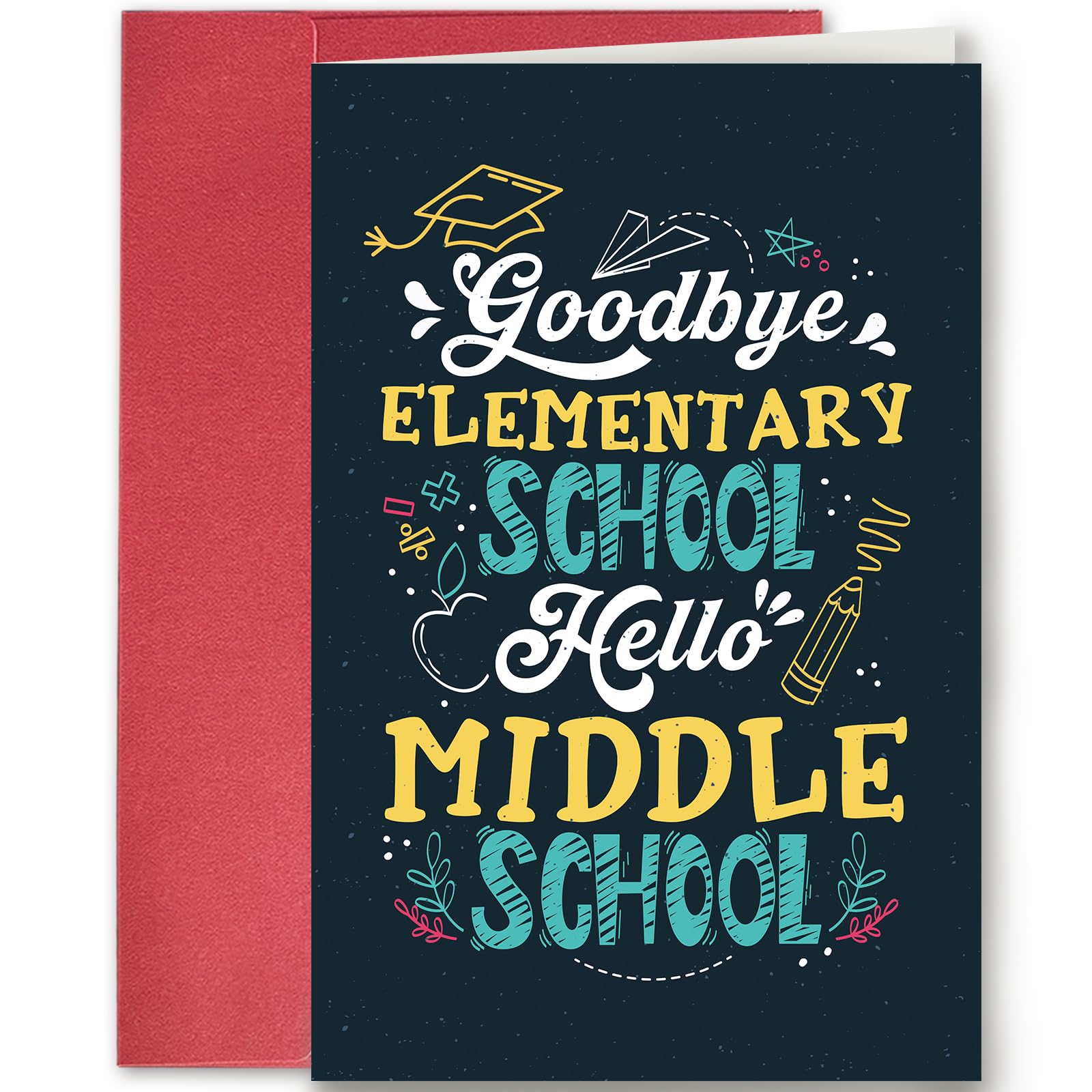 SuperShunhu Funny Elementary Graduation Card, Congratulation Card for 5th 6th Grade Graduates, Goodbye Elementary School, Hello Middle School