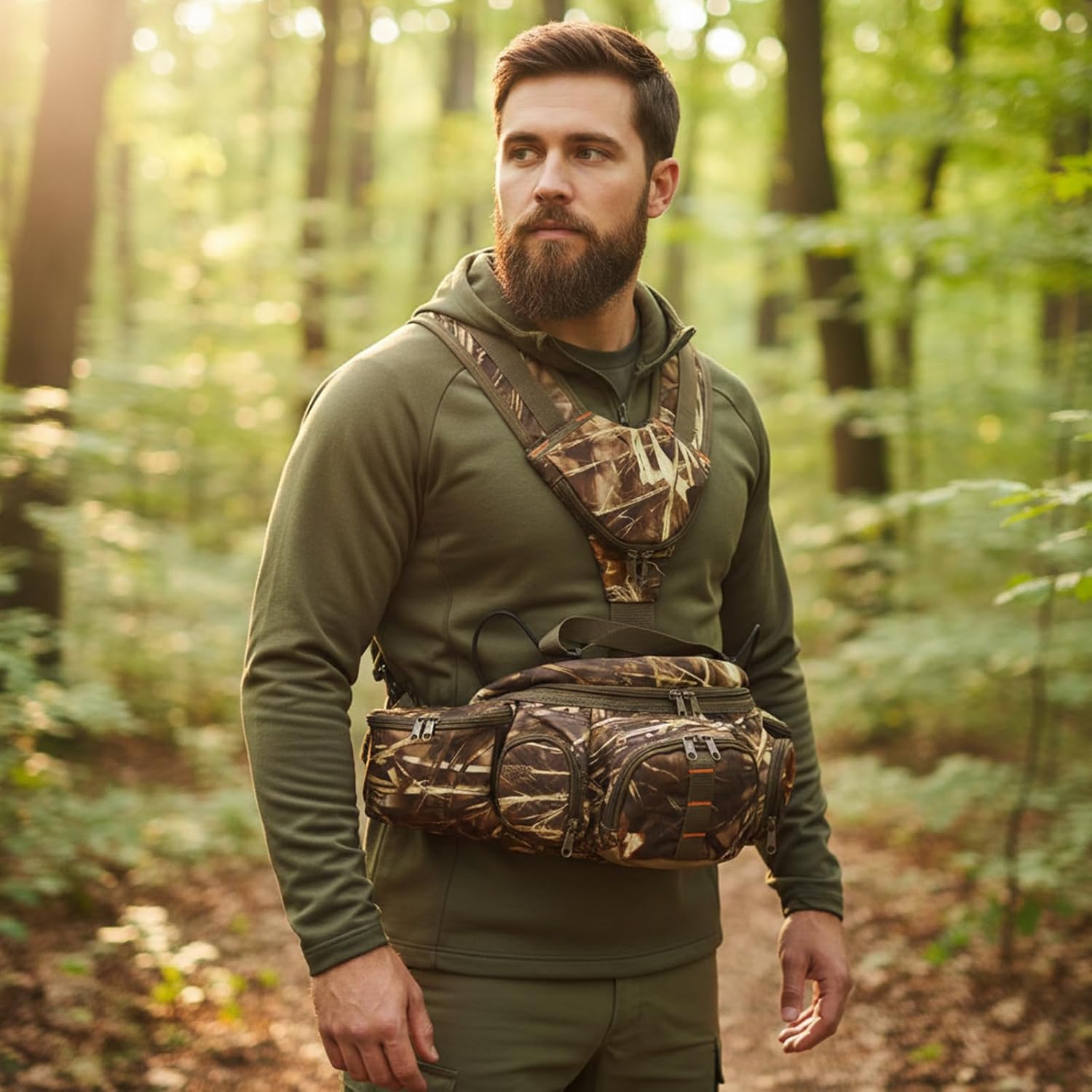 Hunting Fanny Pack for Men Removable Shoulder Strap Hunting Waist Pack with Multiple Pockets Hunter Backpack for Outdoor Activities