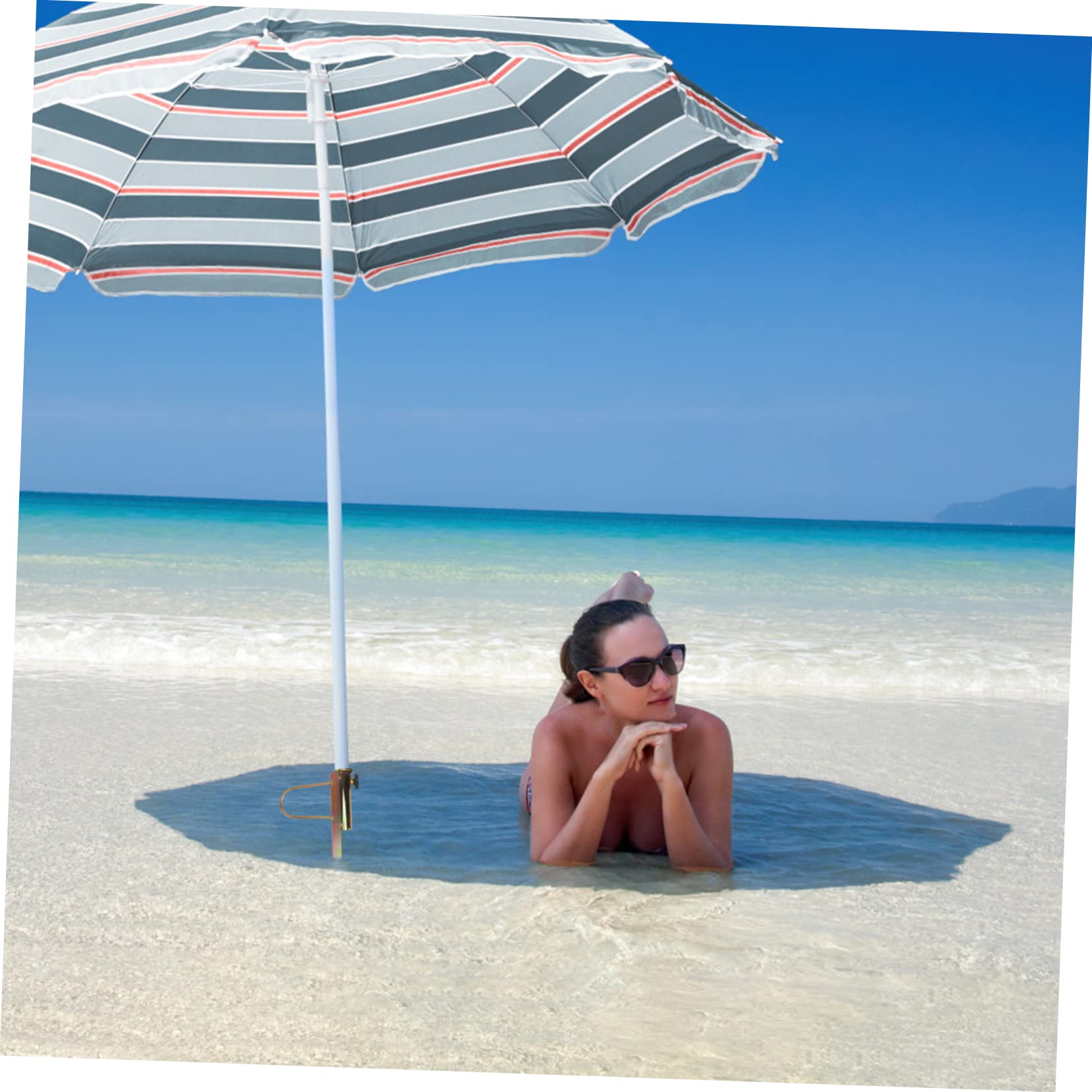 Gatuida Portaombrellone da Spiaggia in Ferro Resistente al Vento, Supporto Stabile per Ombrelloni Diametro 25-32mm, Base Robusta Color Oro per Esterni