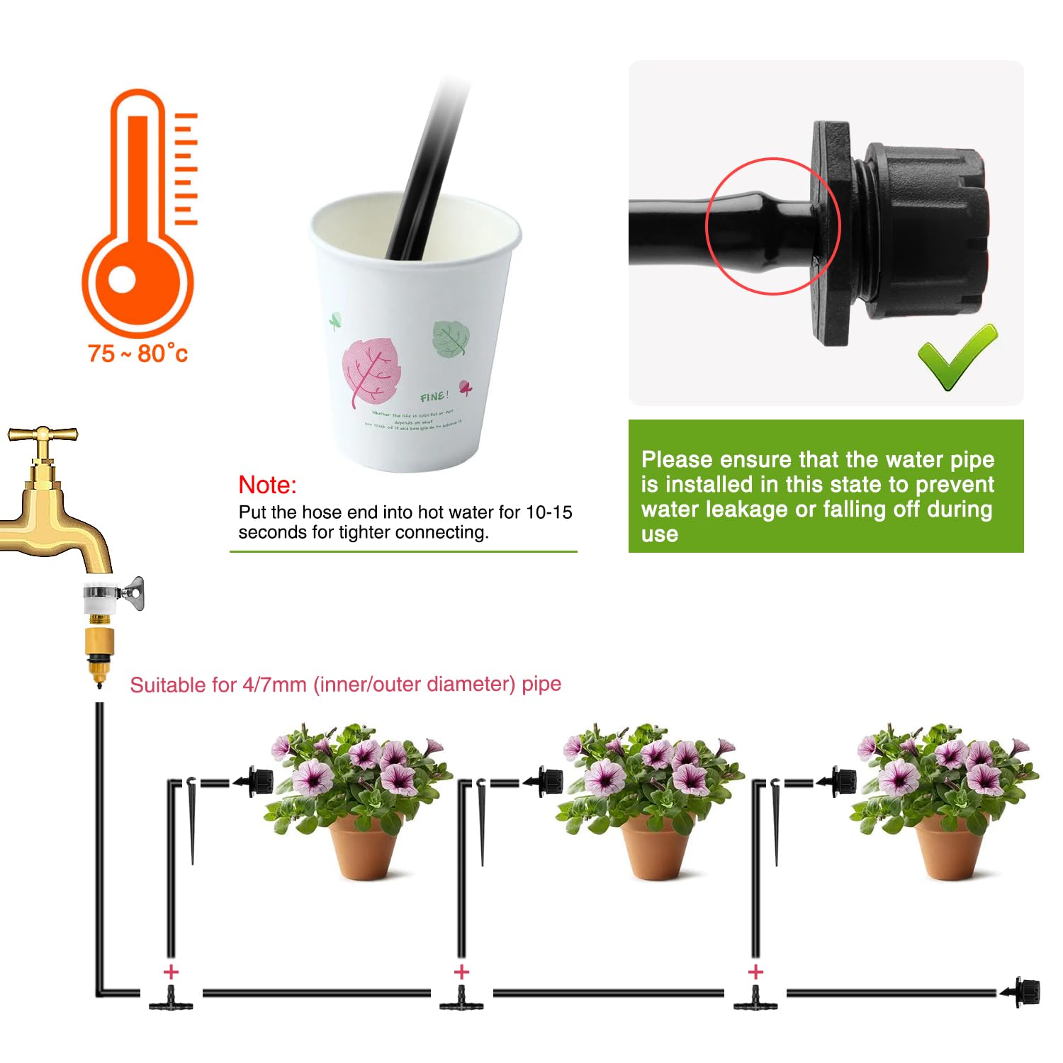 VooGenzek 200 PCS 1/4 Inch Adjustable Irrigation Dripper Sprinklers - Image 4