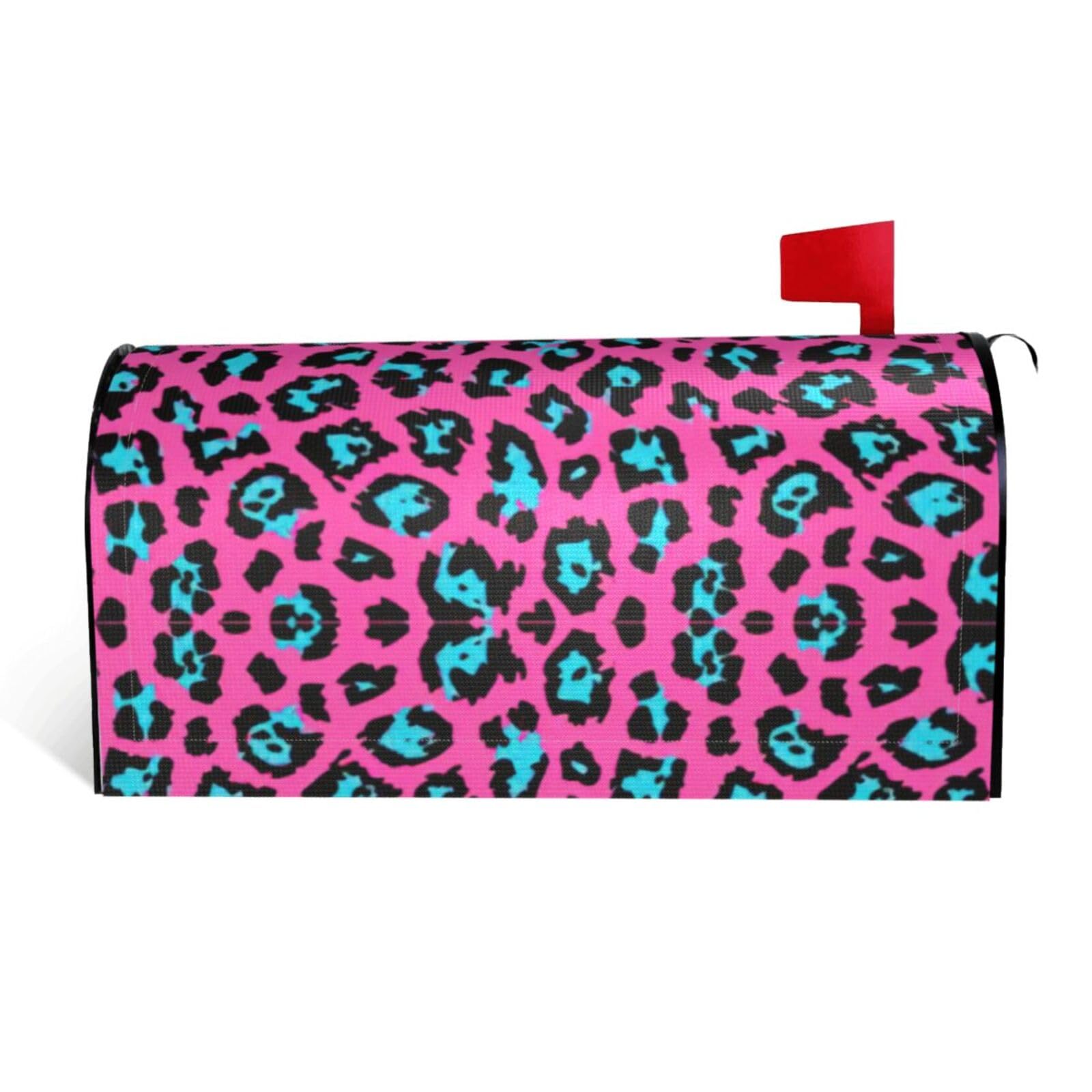 Housse de boîte aux lettres léopard turquoise magnétique en bâche durable