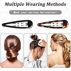 Waydress 12 Pcs Hair Clip Barrettes for Women Oval Snap Tortoise Metal Snap Clips Thin Hair Grips Ellipse Clips Non Slip Barrettes Accessories, 2.8 In(Classic Style)