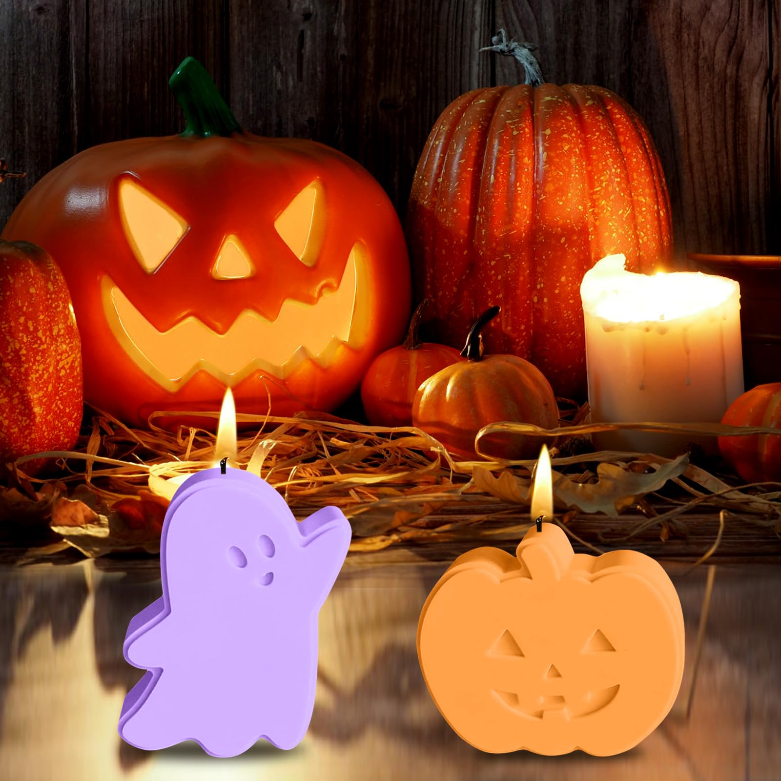 2 Stück Silikonformen Kürbis & Geist – Für Halloween-Deko, Lebensmittelecht, Hitzebeständig