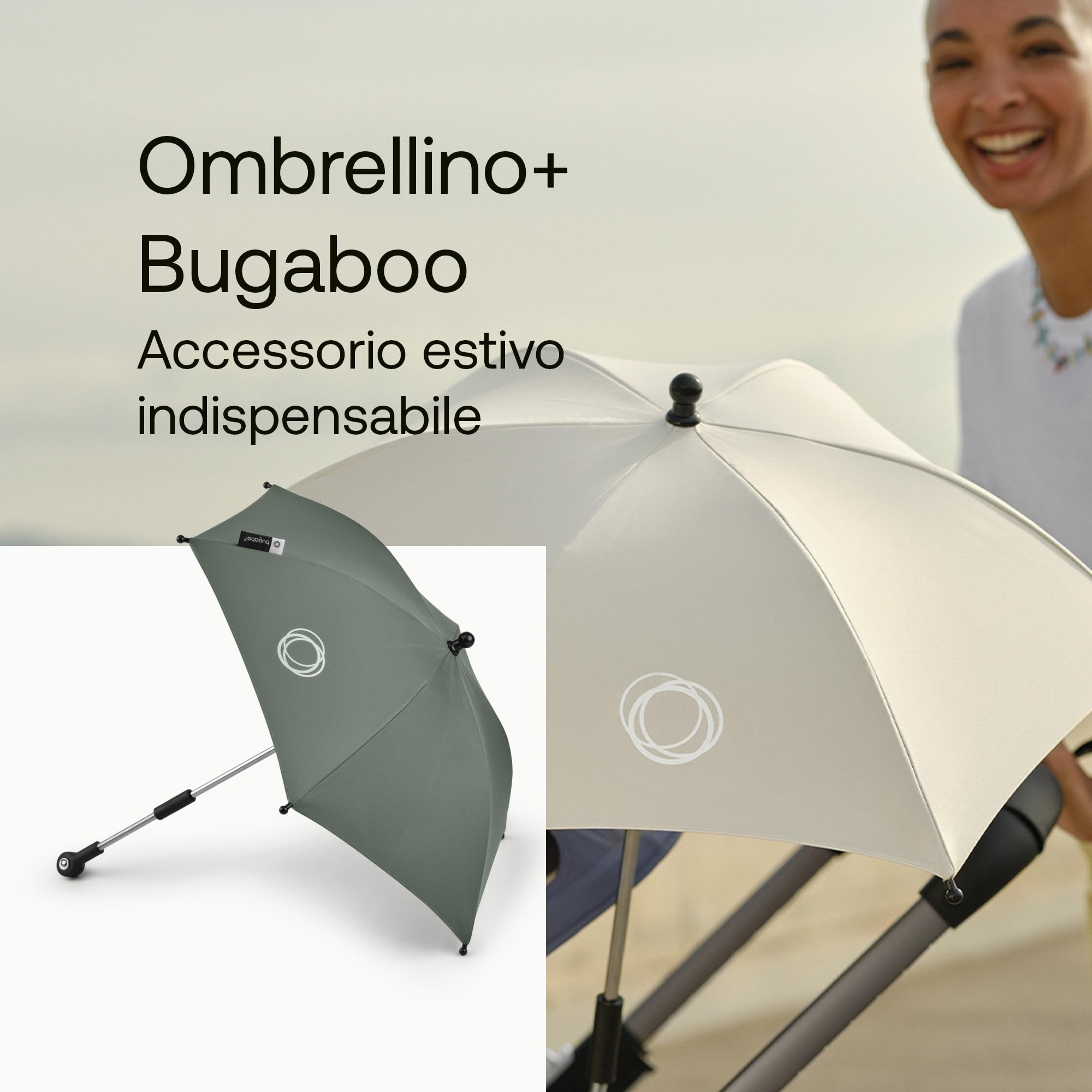 Bugaboo Ombrellino+, Compatibile con Tutti i Passeggini Bugaboo, Tessuto con fattore di protezione solare UPF 50+, Ampia Zona d'Ombra, Collegamento con Un Clic, Forest Green