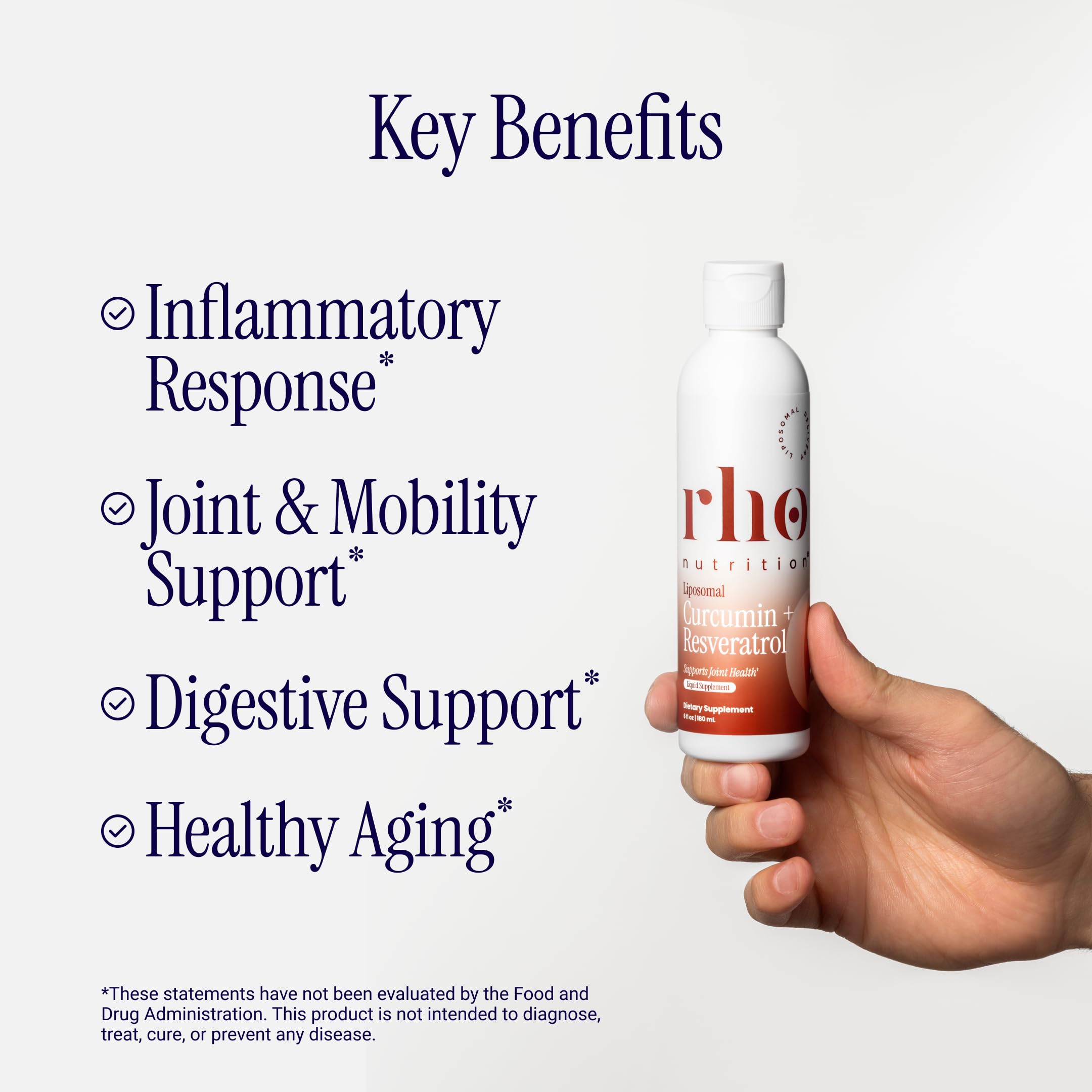 Rho Nutrition Liposomal Curcumin + Resveratrol (1 Pack) – Ultra High Absorption Liquid Curcumin Supplement – Promotes Joint Comfort, Mobility, Cellular Health and Overall Well-Being — Amazon image 2