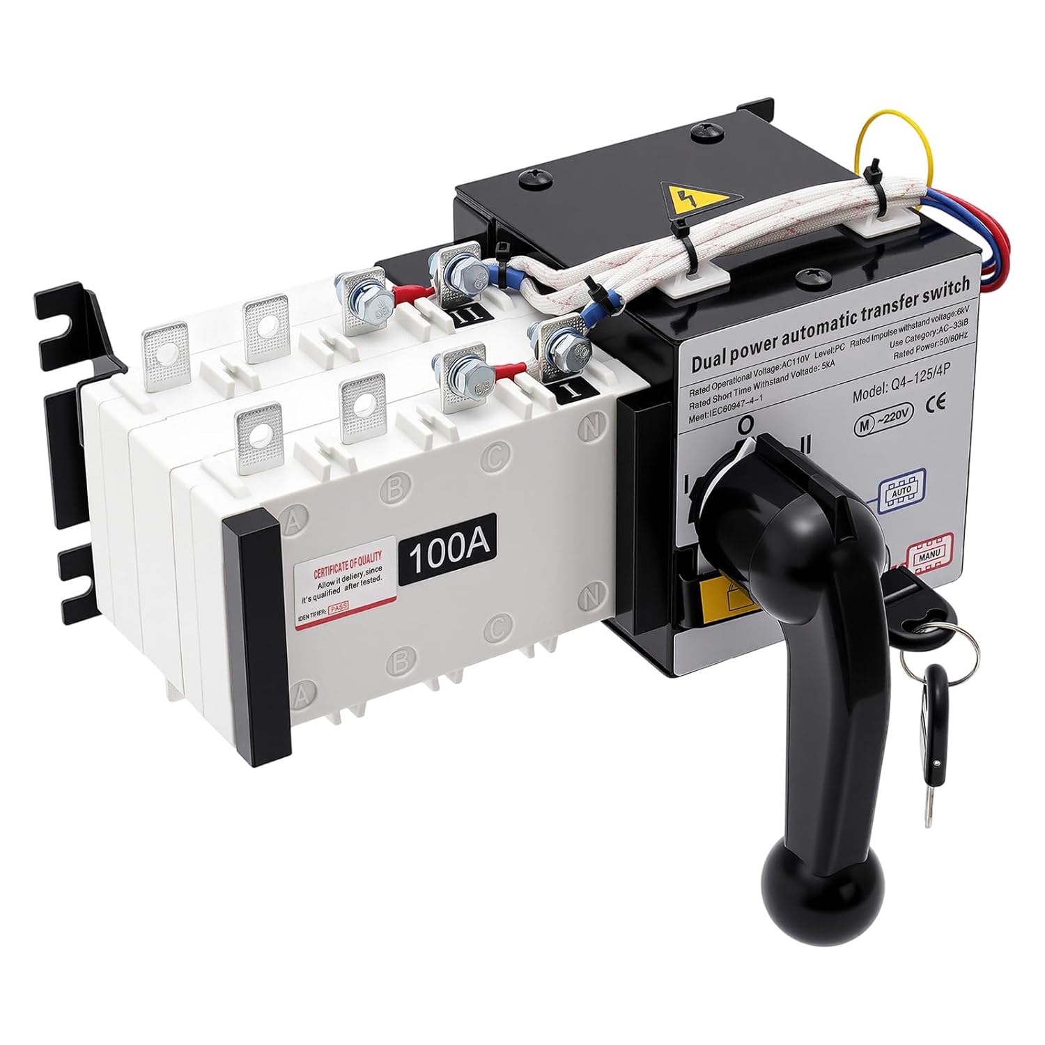 Automatic Transfer Switch, Dual Power Automatic Transfer Switch Auto Generator Changeover Switch, Manual Transfer Switch Dual Power Toggle Controller Dual Power Transfer Switch Tool