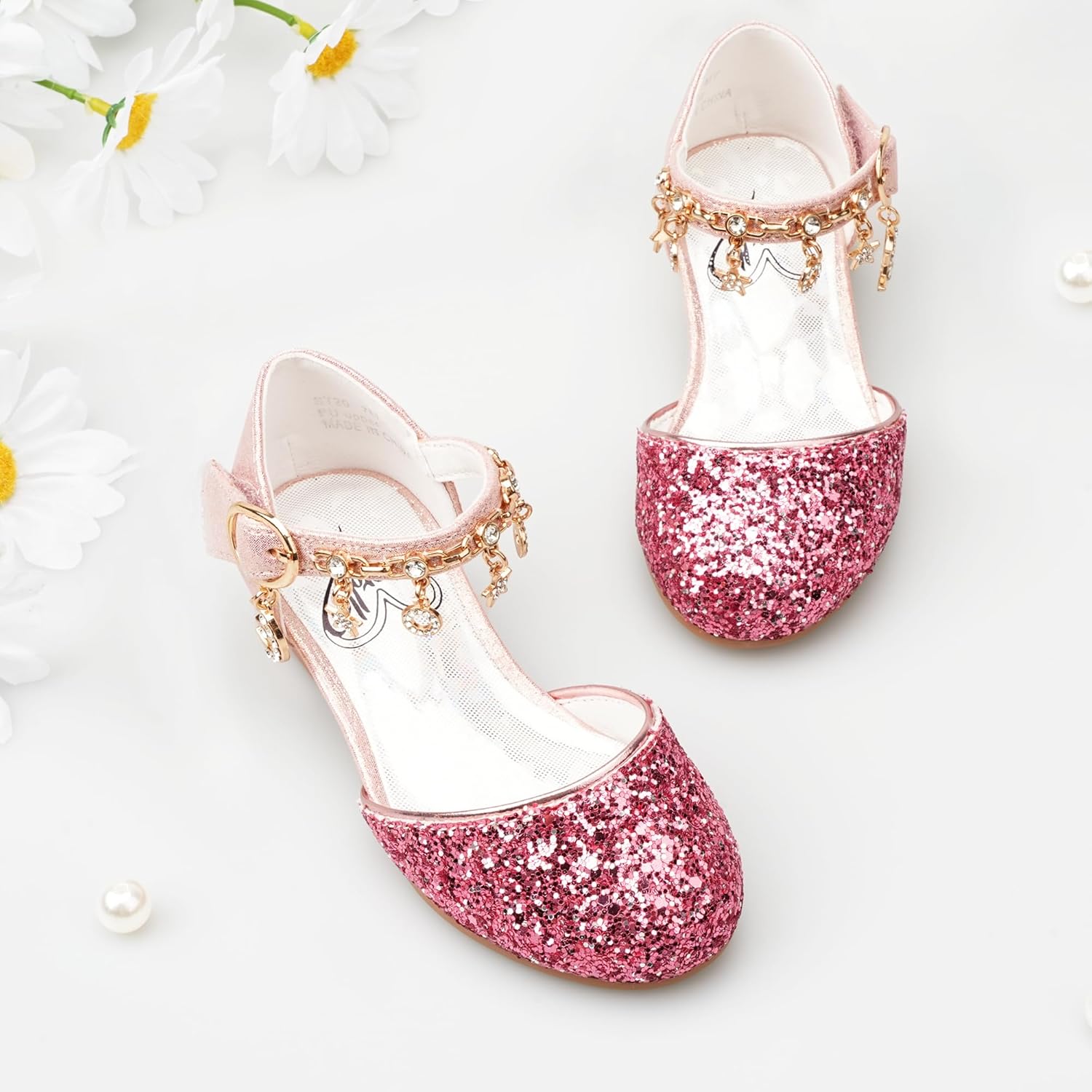 Stelle Girls High Heels Sequins Dress Sandals Princess Dress Shoes Flower Wedding Party Shoes