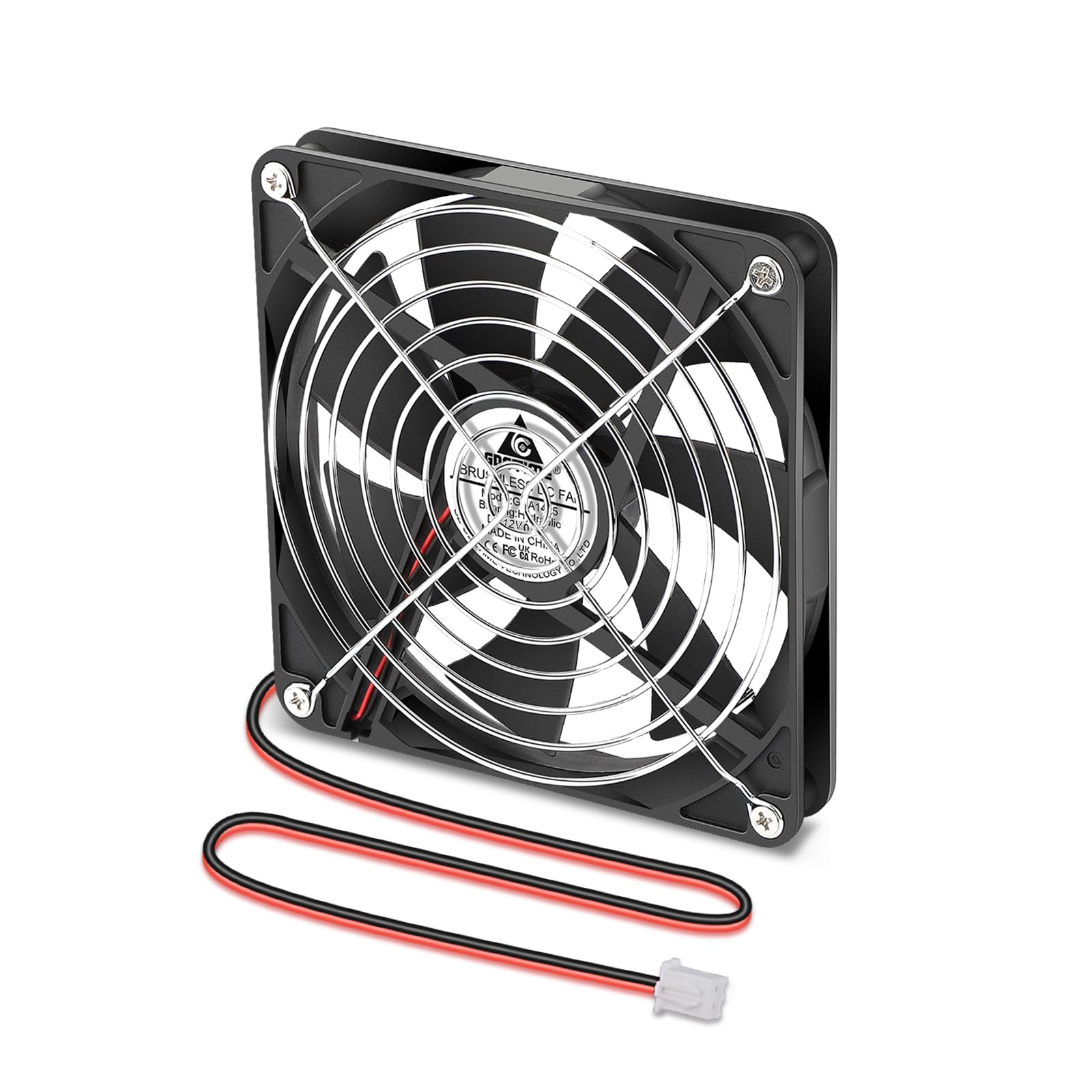 GDSTIME 12V Lüfter 140mm 140 x 25mm Computerlüfter 14CM Gehäuselüfter 1400 U/min Axiallüfter Bürstenloser für PSU Verstärker Projektor Kühlschrank PlayStation