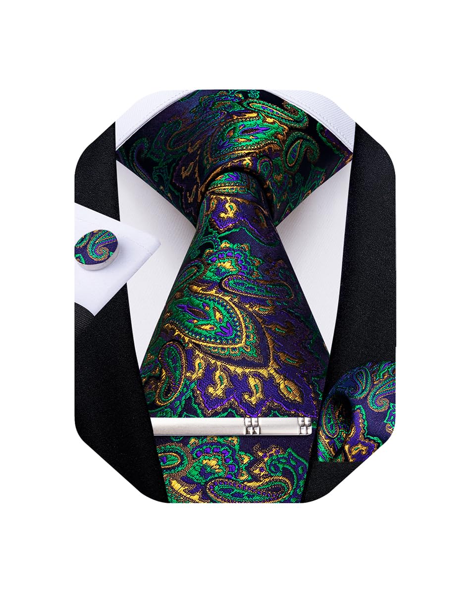 DiBanGu Silk Floral Ties for Men Woven Paisley Necktie