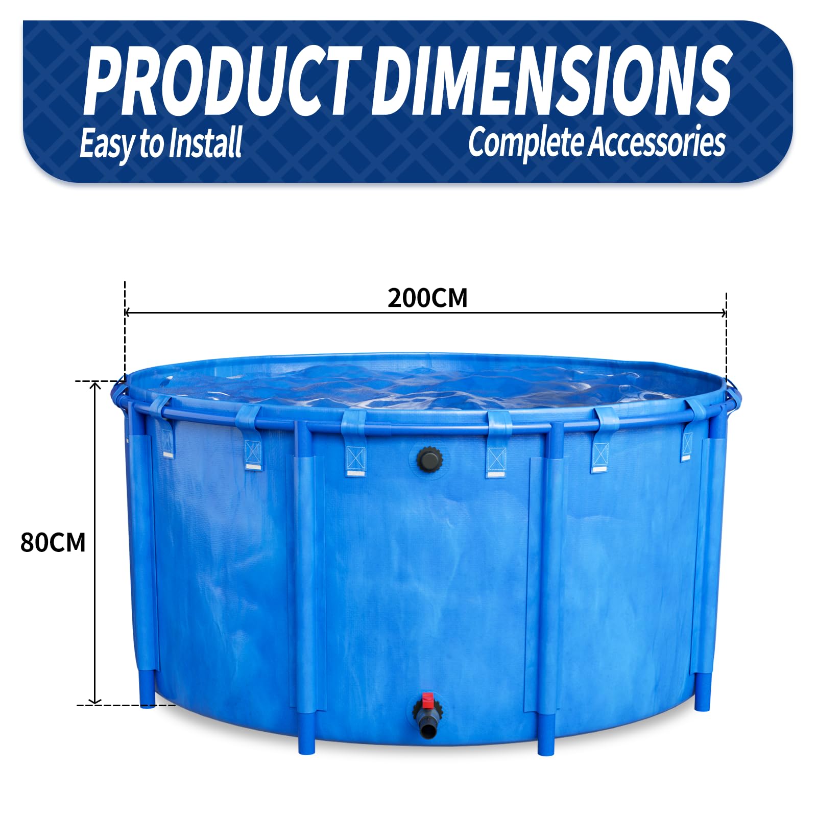 Koi Bowl Faltbecken, Segeltuch-Fischteich-Pool, Tragbar, Faltbar PVC-Planenbecken teichbecken 3700L für innen und außen, für Die Wasserspeicherung, Fischzucht,Garnelenzucht,Hydroponische
