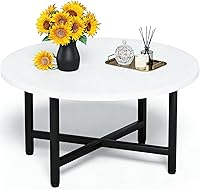 Vista 14 de Mesa de Centro, Mesas de Centro Pequeñas de 23.6", Mesas de Centro Redondas Negras para Sala de Estar, Mesa de Piso para Sentarse en el Suelo, Mesa