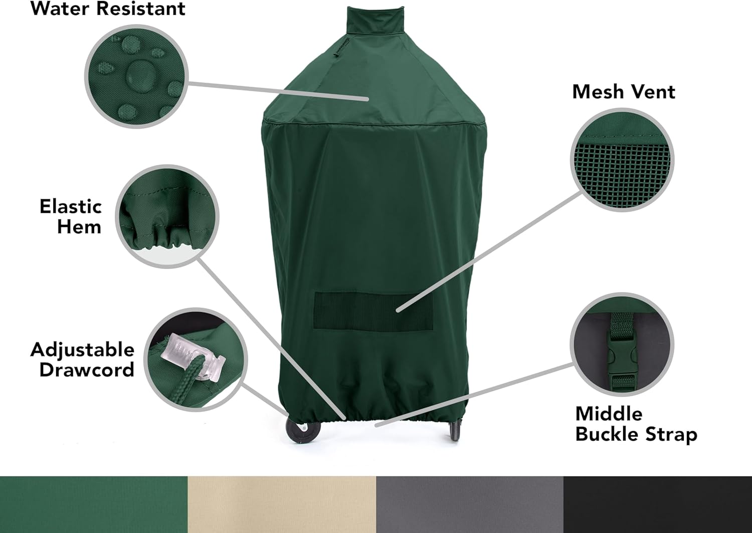 Covermates Kamado Full Grill Cover - Weather Resistant Outdoor Cover, Protects Large Table and Round Grills Outdoor, Elite 300D Polyester, Standing 29 Diameter x 48H, Green
