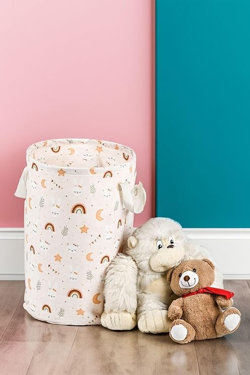 Meleni Baby 2'li Set Çok Amaçlı Yuvarlak Torbalı Bebek Kirli Sepeti Çocuk Çamaşır Sepeti Düzenleme Organizeri