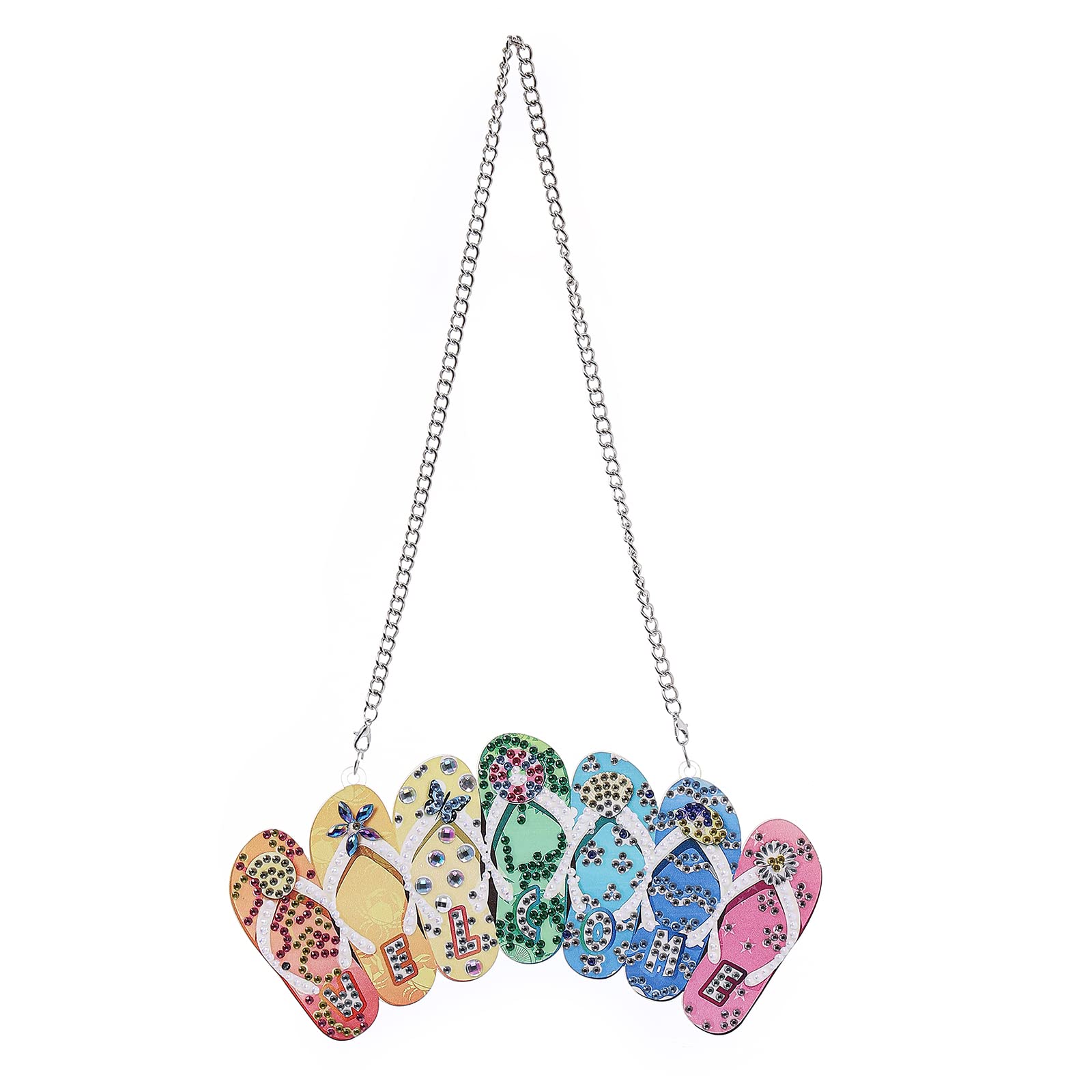 LUSandyLUSandy DIY 5D Welcome Slippers Diamond Painting Kits Hanging Sign Wall Art Sign Special Shaped Crystal Slippers Diamond Art Window Pendants Home Garden Wall Door Hanging Diamond Painting Kits