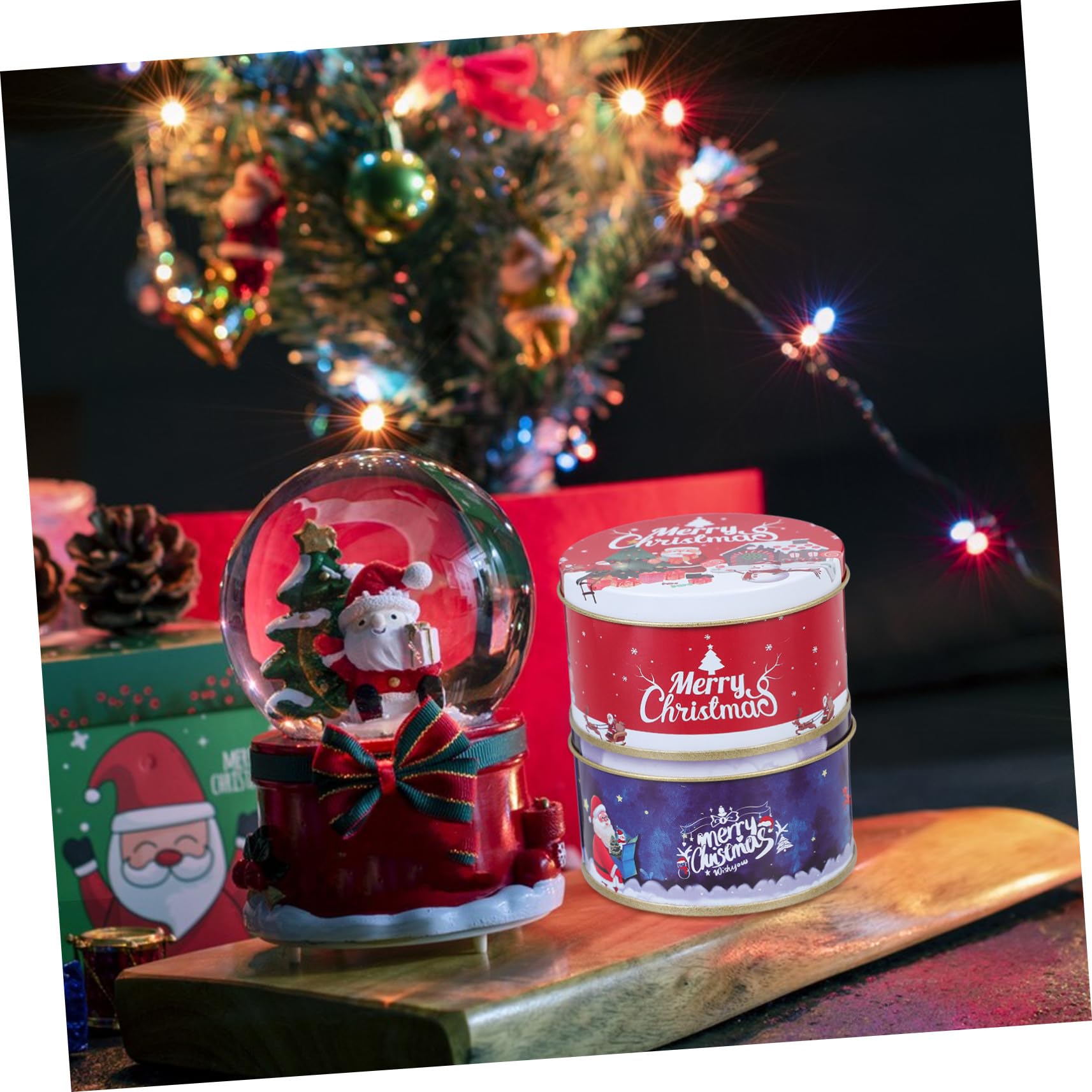 IWOWHERO Cajas De Dulces Navideñas De Hojalata 12 Unidades Colores Surtidos Diseño Estampado Navideño Resistente Portátiles Para Festivales Regalos Navideños