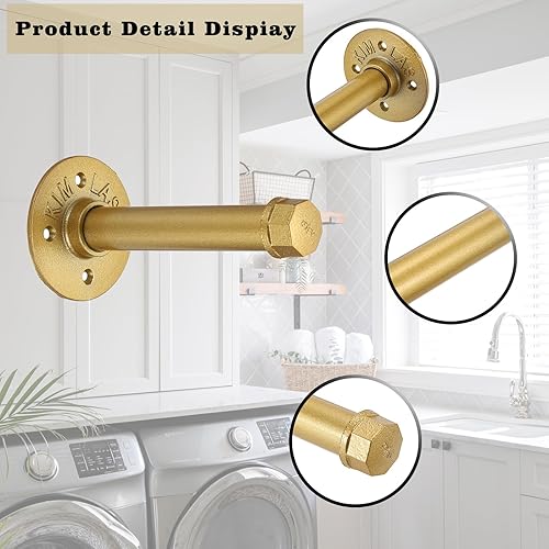 Miniatura 4 de Sumnacon 2 barras de ropa industrial de 5.9 pulgadas  Percha de metal rústico resistente con tornillos, soporte para ropa montado en la pared para