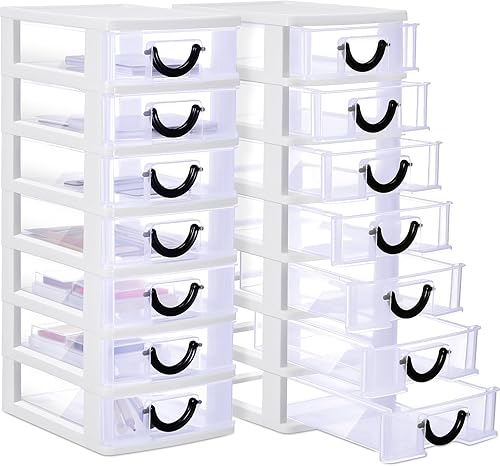 Miniatura 9 de Thyle 2 Piezas Organizador de Cajones de Plástico Mini Organizador Apilable Caja de Almacenamiento de Cajón de Plástico Transparente Contenedores