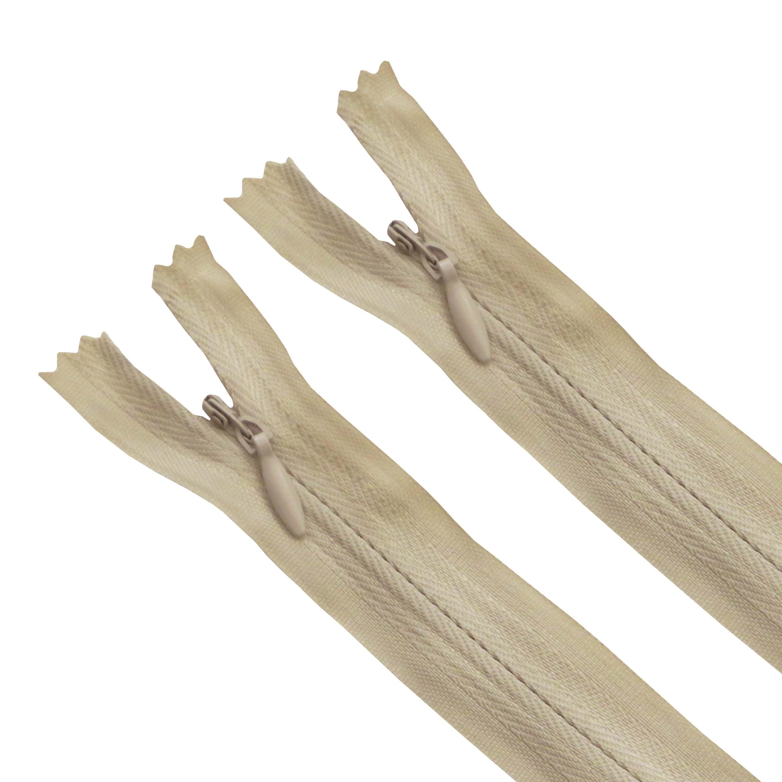 Seeking ROAM Invisible Zippers, Nylon Coil, #3, 2 Pieces (Khaki Tan, 6")
