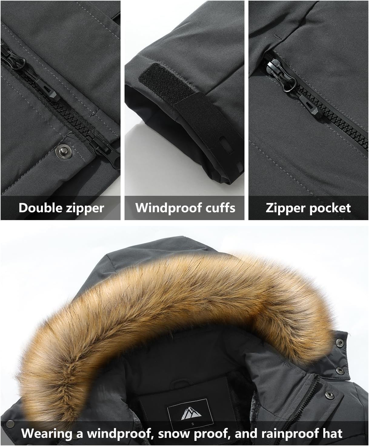 MAOYSSEN Men's Winter Coat Waterproof Warm Ski Snow Jacket Fur Hooded Parka Work Outerwear Snowboarding Jacket - Image 5