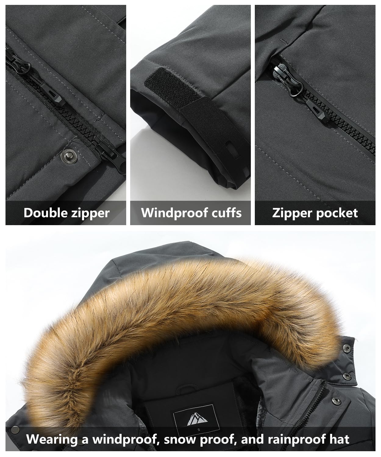 Abrigo de invierno para hombre, impermeable, cálido, para esquí, nieve, parka con capucha, ropa de trabajo, chaqueta de snowboard