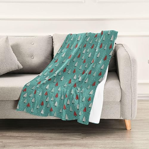 Miniatura 5 de Christmas Trees Blue Bed Blanket, Warm Cozy Throws for Camping, Office, Chair, Winter Blanket, 60x90 Inches