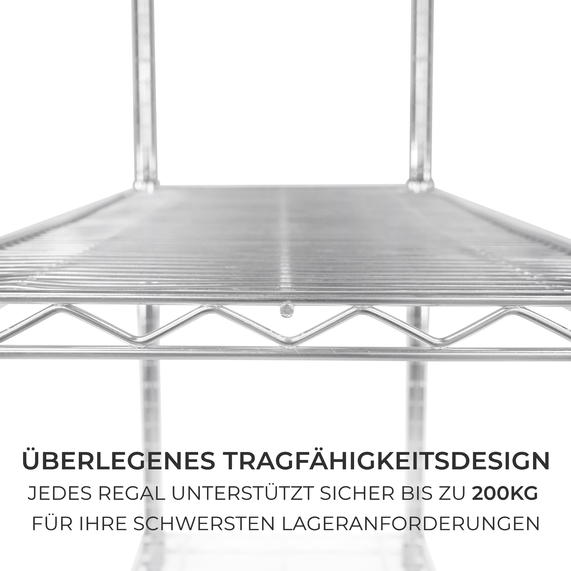 Drahtregal 5-stufiges Metall-Aufbewahrungsregal Heavy Duty Freistehend Höhenverstellbaren Böden & Füße Multifunktional Küche Büro Garage Speisekammer Silber Chrom 1000kg Tragfähigkeit 45 x 120 x 180cm