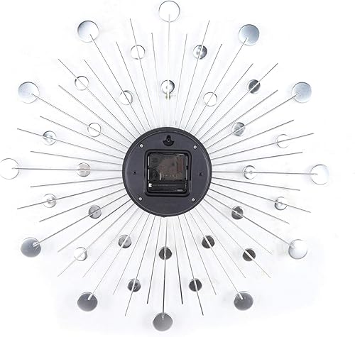 Miniatura 2 de Reloj de pared de metal plateado, reloj de pared moderno con diamantes de cristal, esfera artística, reloj de pared silencioso de cristal 3D para