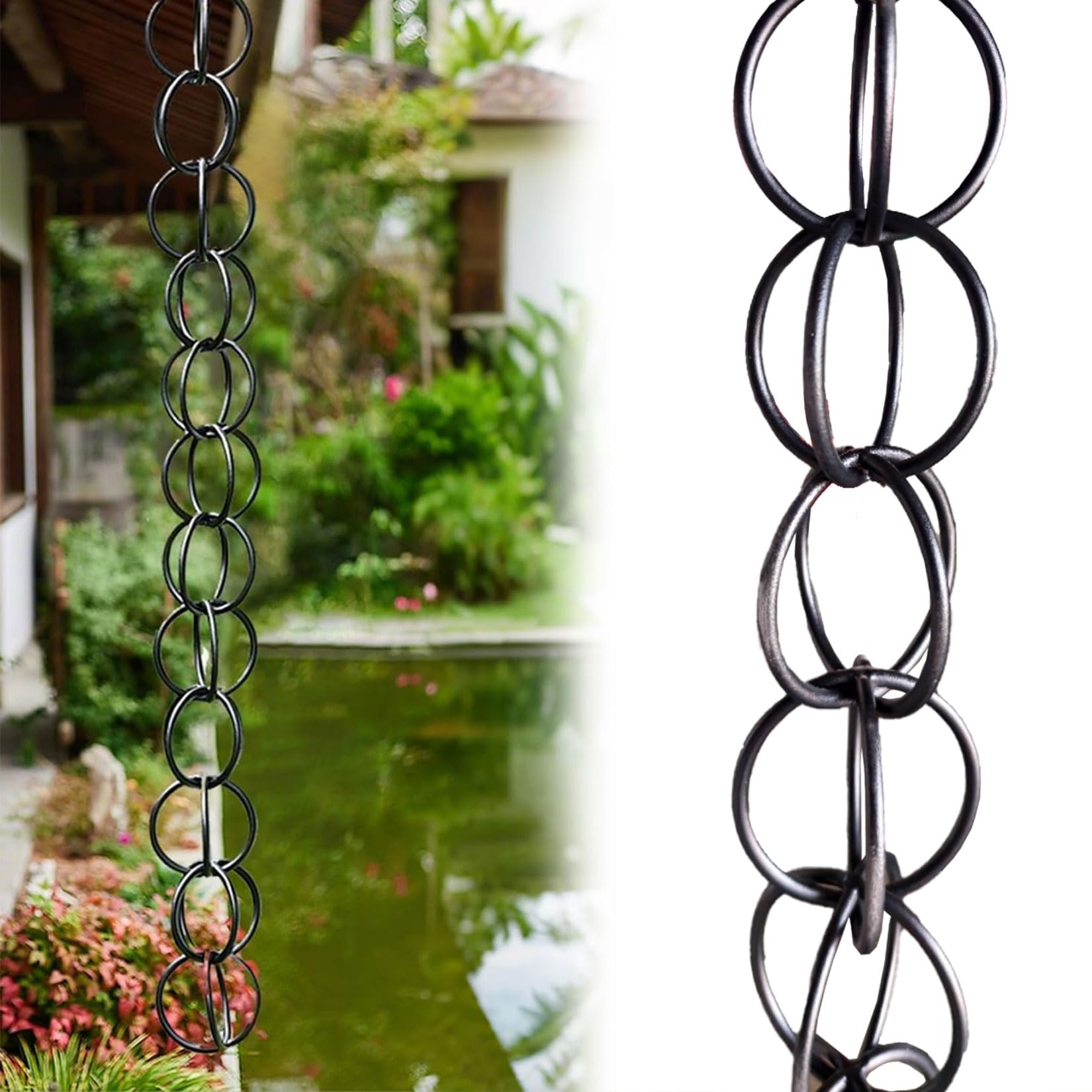 WEKONUMEX Rain Chains for Gutters, Rain Chain For Gutter Water Collection Garden Patio Gazebo Multicolor 1-10m(Dark brown,2.2m(7.3ft))