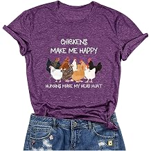 Womens Letter Print Short Sleeves Casual Tops Funny Chicken Graphic T-Shirt
