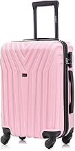 R.Leone Suitcase from 1 to Set 4 Hard Trolley Large, Medium, Hand Luggage and Luggage EasyJet 4 Wheels in ABS 9001, Pastel Pink, Swivel castor