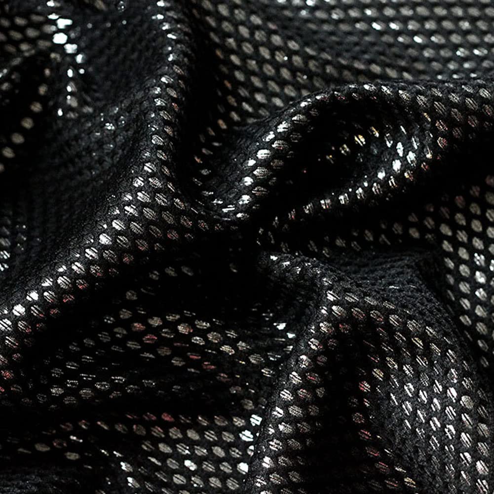 FFYUEEE Fishing Net Metallic Fabric, Brushed Bronzing Composite Fabric, Luggage/Clothing/Designer/DIY by Hand, Width 145Cm,C,1M